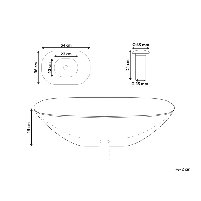 Beliani - MOENGO - Wastafel - Zwart - Solide ondergrond