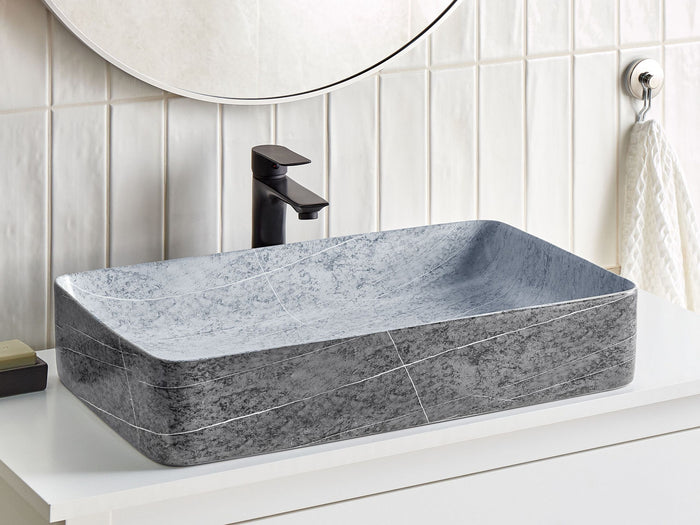 Beliani - ARTAJ - Wastafel - Grijs - 61 x 35 - Keramiek