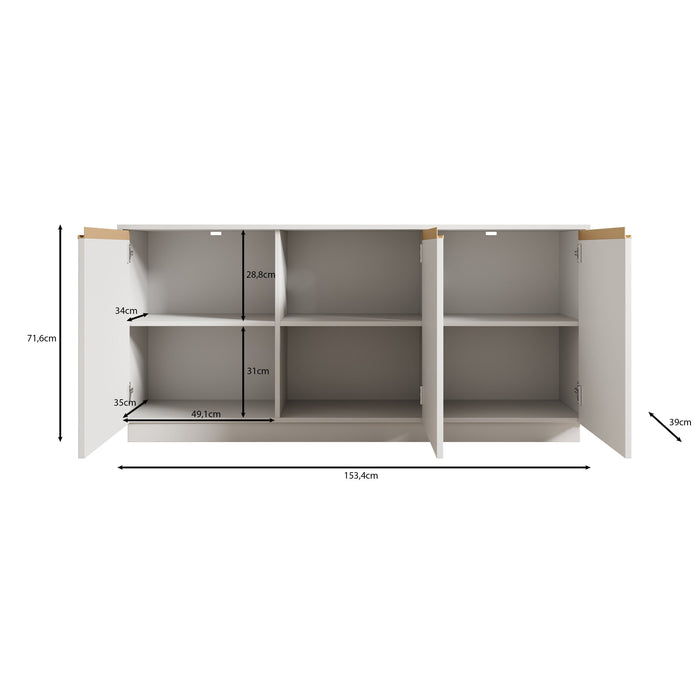Meubella - Dressoir Remy - Beige - 154 cm