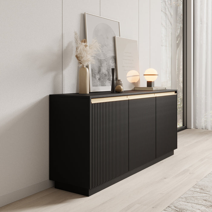 Meubella - Dressoir Remy - Zwart - 154 cm