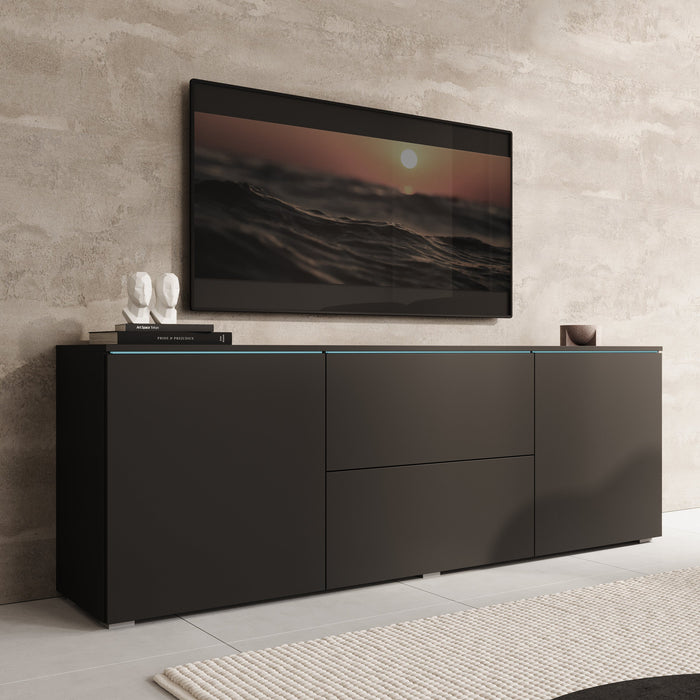 Meubella - TV-Meubel Vico - Zwart - 180 cm