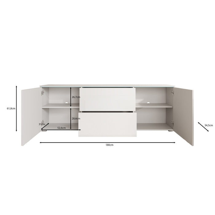 Meubella - TV-Meubel Vico - Zwart - 180 cm