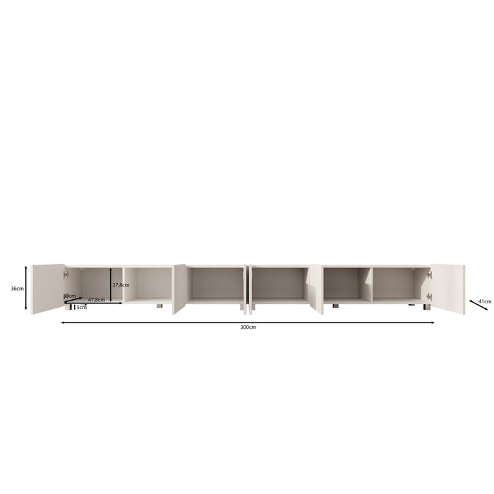 Meubella - TV-Meubel Kenderes - Zwart - 300 cm