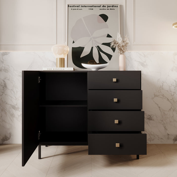 Meubella - Dressoir Norment - Zwart - 100 cm