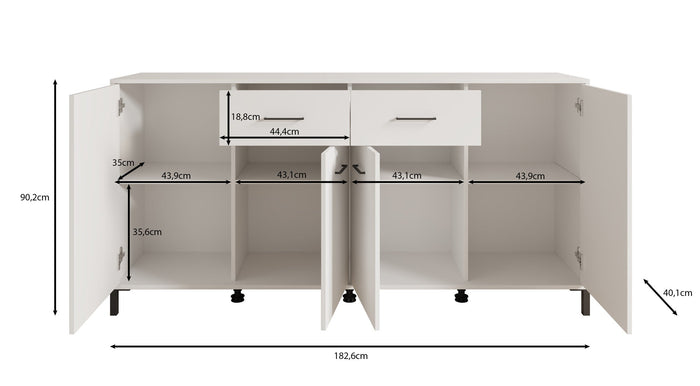Meubella - Dressoir Vidor - Wit - 183 cm