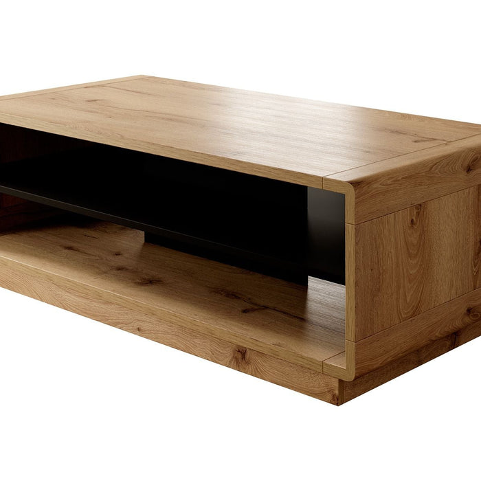 Meubella - Salontafel Acuna - Mat zwart - Eiken - 120 cm