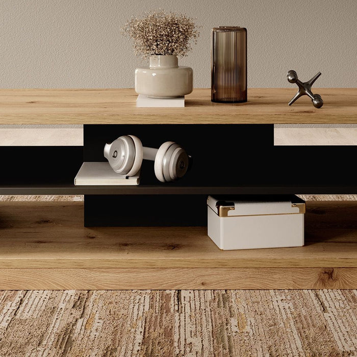 Meubella - Salontafel Acuna - Mat zwart - Eiken - 120 cm