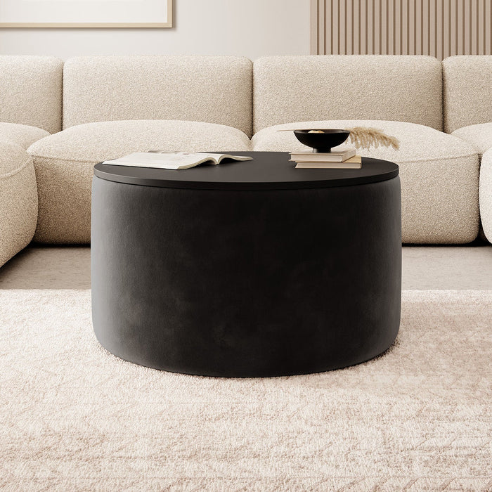 Meubella - Salontafel Marcio - Zwart velvet - 75 cm