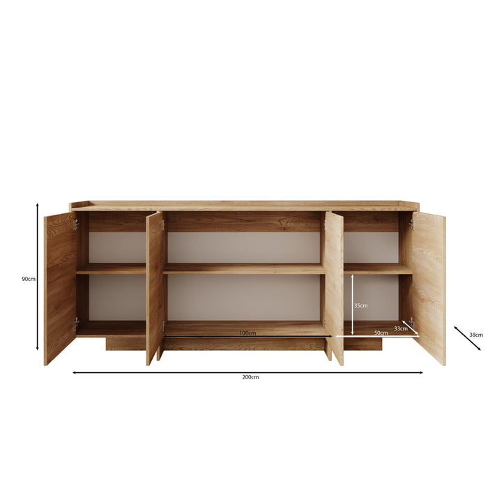 Meubella - Dressoir Jaxon - Donker eiken - 200 cm