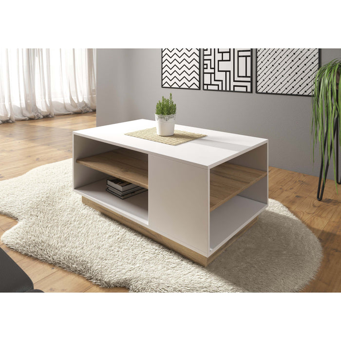 Meubella - Salontafel Ashley - Wit - Eiken - 100 cm