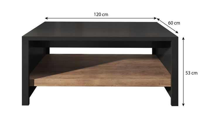 Meubella - Salontafel Monaco - Mat zwart - 120 cm