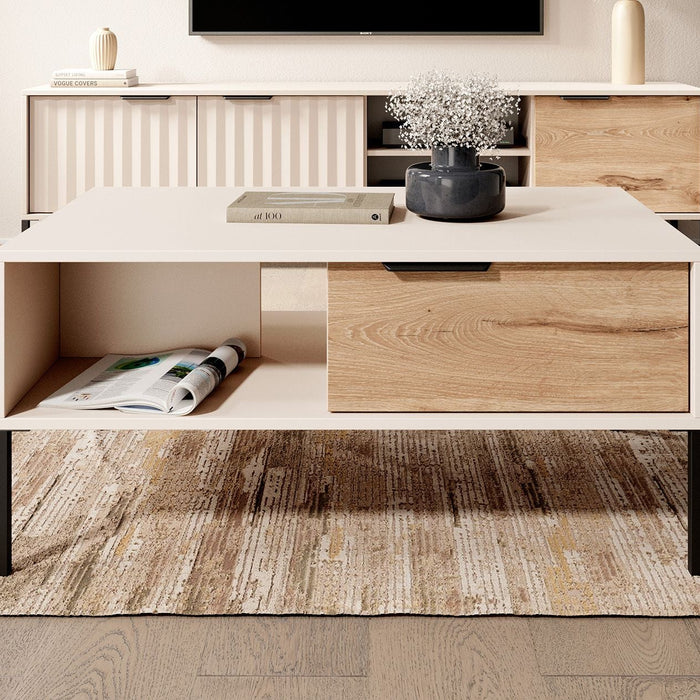 Meubella - Salontafel Ramirez - Beige - Eiken - 97 cm