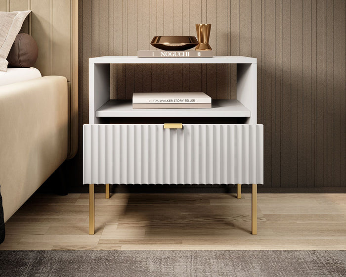 Meubella - Nachtkastje Navil 2 - Wit - 54 cm