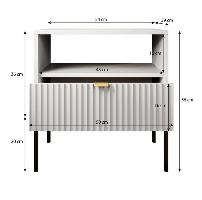 Meubella - Nachtkastje Navil 2 - Wit - 54 cm