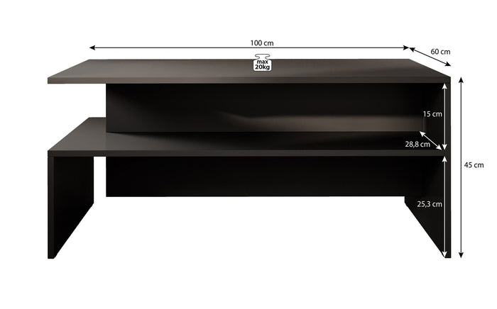Meubella - Salontafel Antrix - Zwart - 100 cm