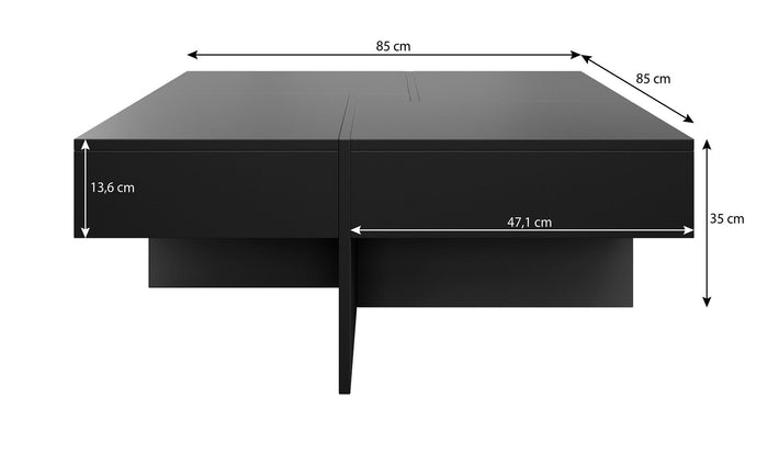 Meubella - Salontafel Dereck - Mat zwart - 85 cm