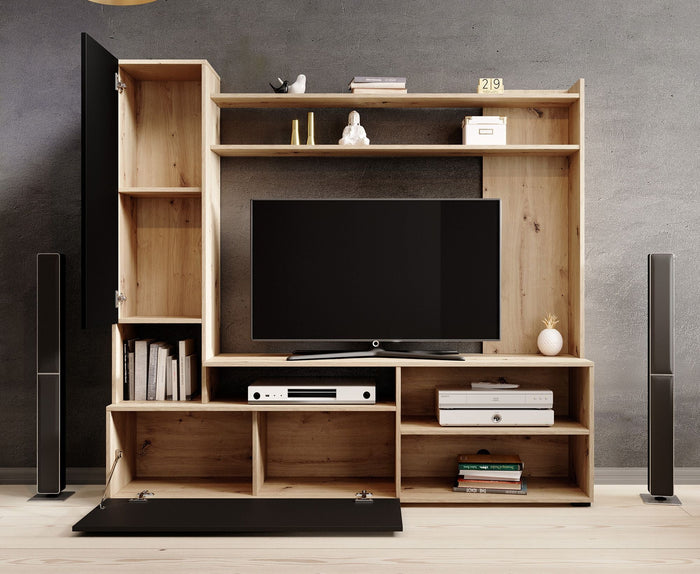 Meubella - Wandmeubel Bridge - Eiken - Zwart