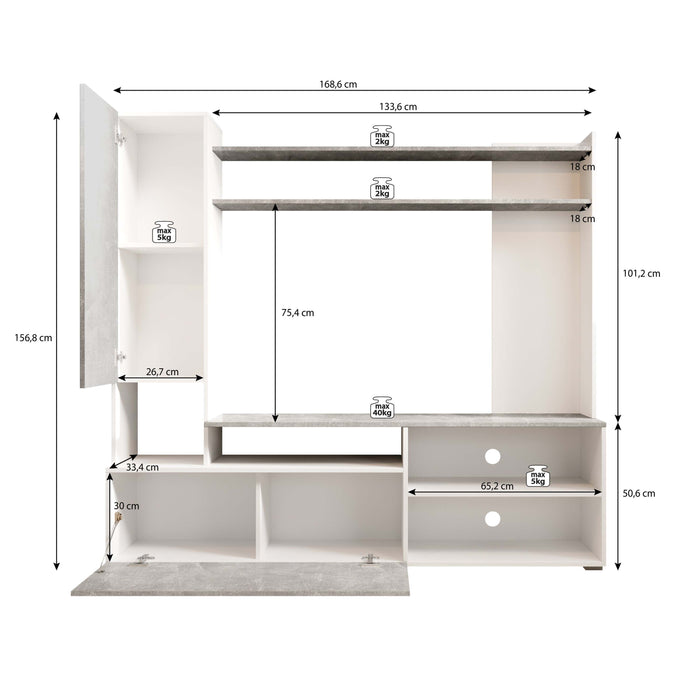 Meubella - Wandmeubel Bridge - Eiken - Zwart