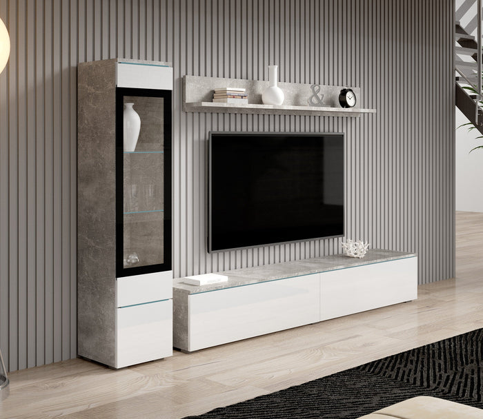 Meubella - Wandmeubel Verity - Wit - Betonlook