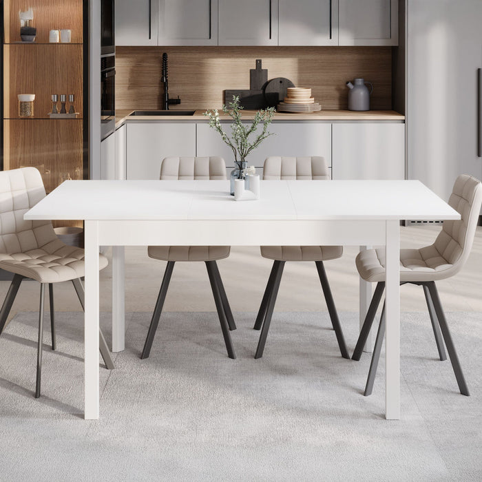 Meubella - Eetkamertafel Steve - Wit - 160 cm - Uitschuifbaar