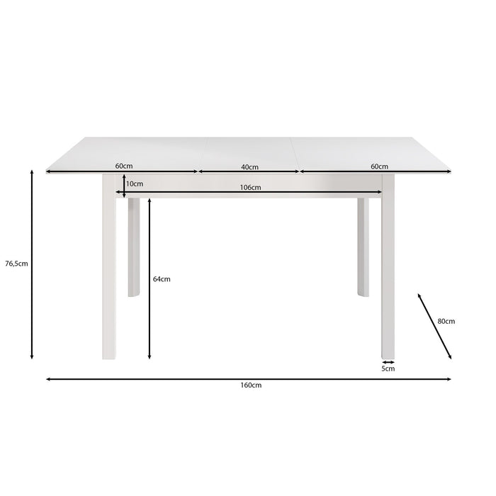 Meubella - Eetkamertafel Steve - Wit - 160 cm - Uitschuifbaar