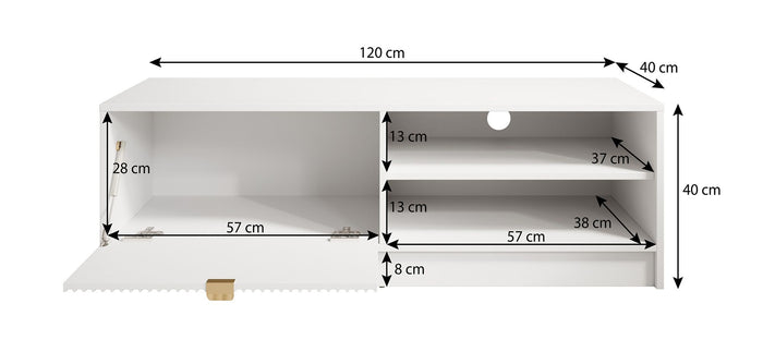 Meubella - TV-Meubel Tavares - Zwart - 120 cm