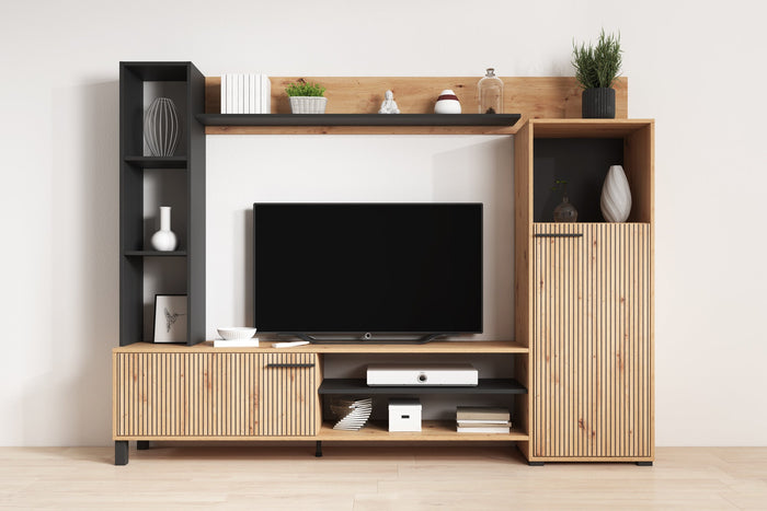 Meubella - Wandmeubel Ronald - Eiken - 208 cm