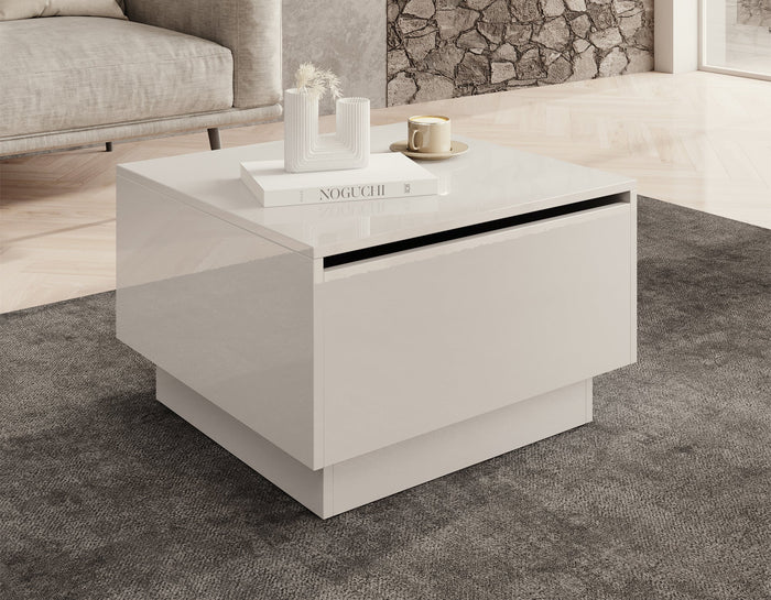 Meubella - Salontafel Micha - Hoogglans wit - 60 cm