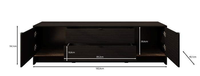 Meubella - TV-Meubel Lennard - Zwart eiken - 183 cm