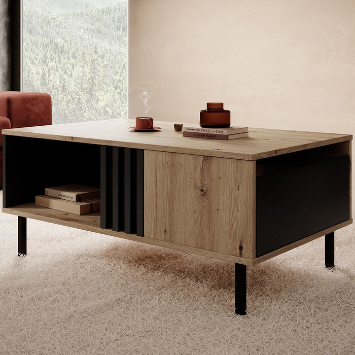 Meubella - Salontafel Marcos - Eiken - Antraciet - 100 cm