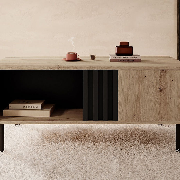 Meubella - Salontafel Marcos - Eiken - Antraciet - 100 cm