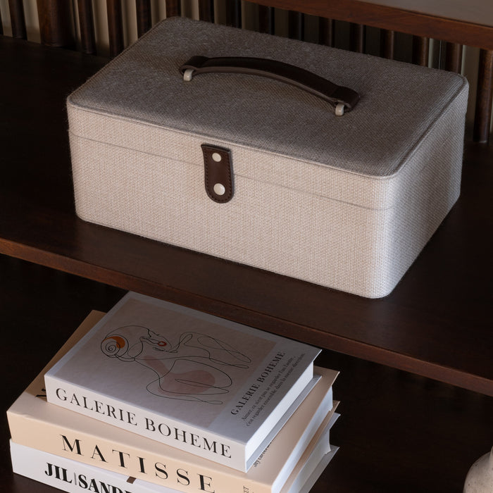 J-Line Juwelendoos Rechthoek Polyester Grijs