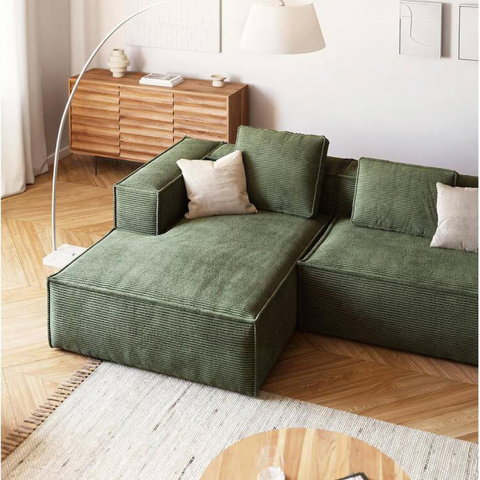 Kave Home Blok Chaise Longue Links - Rib - Donkergroen