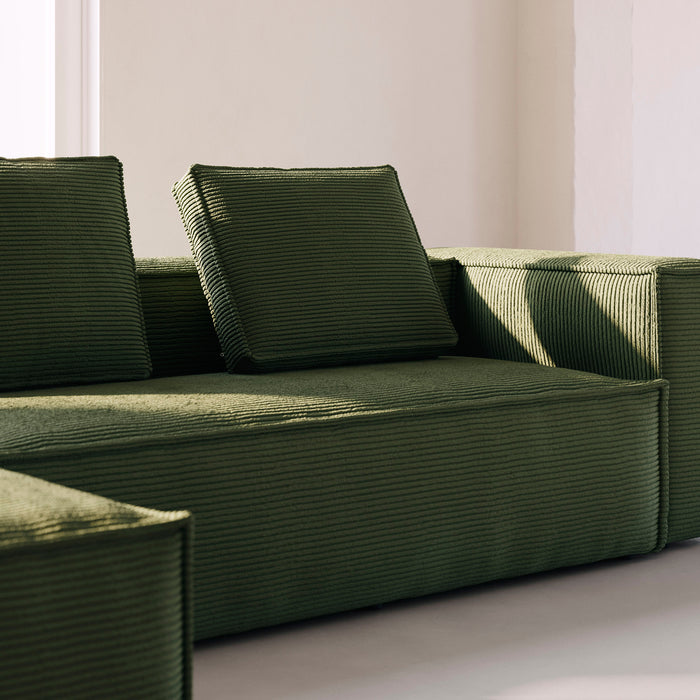 Kave Home Blok Chaise Longue Links - Rib - Donkergroen
