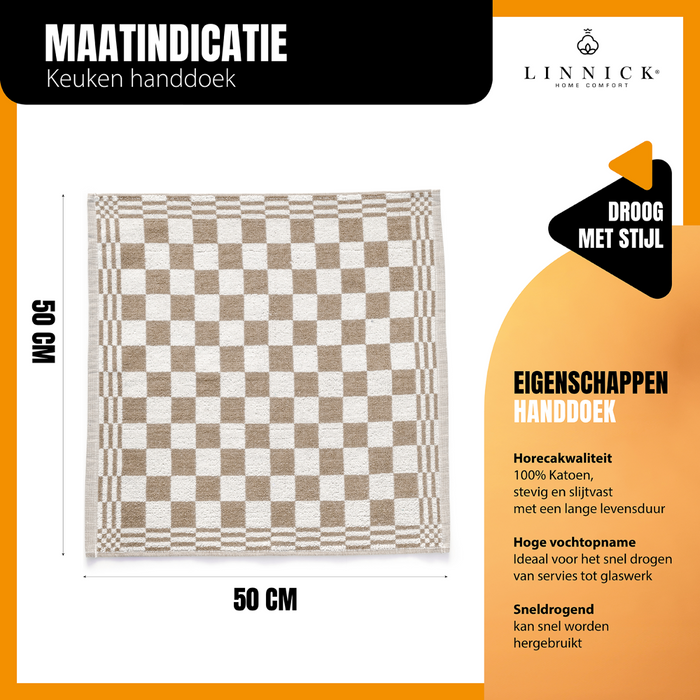 LINNICK Keukendoekset Blok 50x50cm - zand - set van 10
