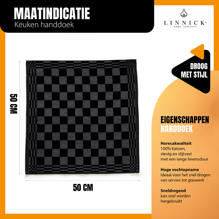 LINNICK Keukendoekset Blok 50x50cm - zwart - set van 6