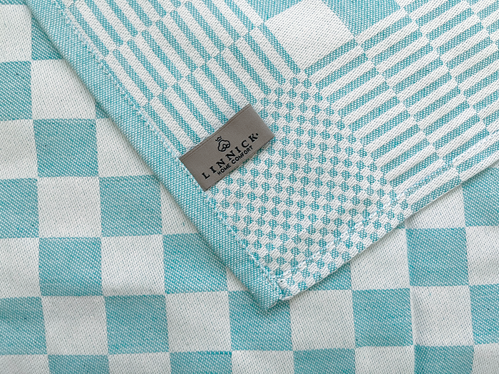 LINNICK Theedoekenset Blok 65x65cm - ice blue - set van 10