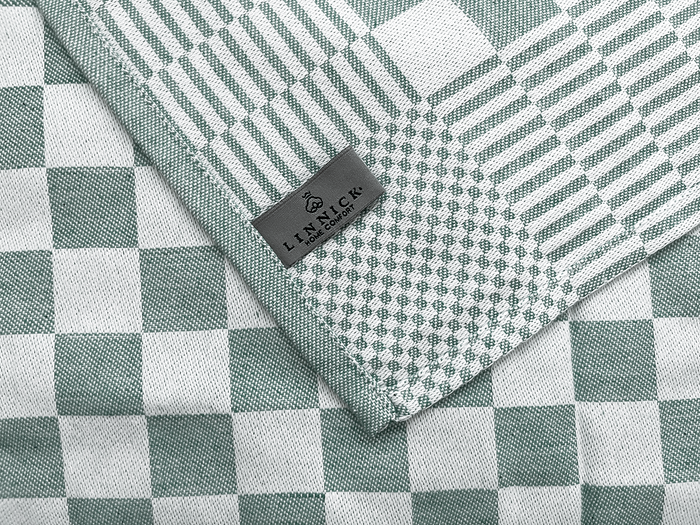 LINNICK Theedoekenset Blok 65x65cm - donker groen - set van 6