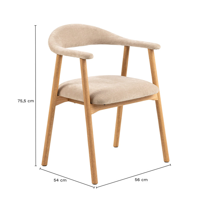 by fonQ Nordic Eetkamerstoel - Eikenhout - Beige