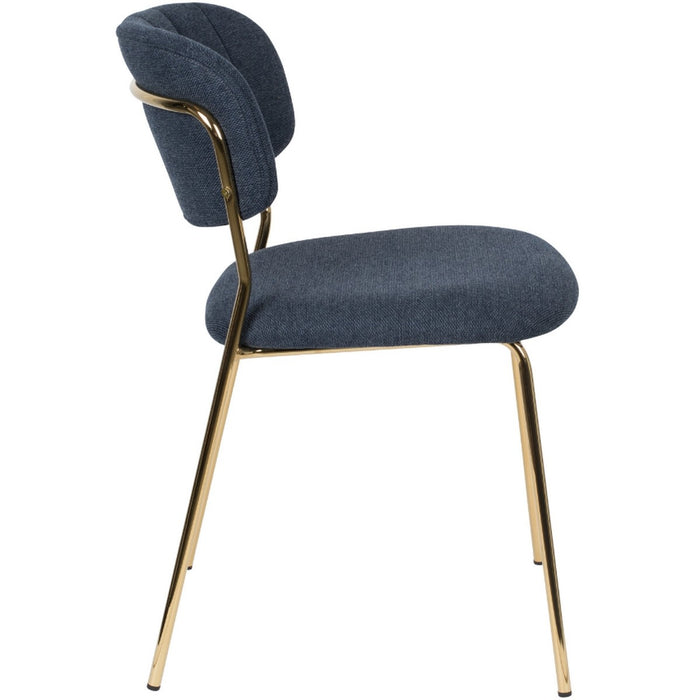 Puur - Viken eetkamerstoel stof donkerblauw - goud onderstel