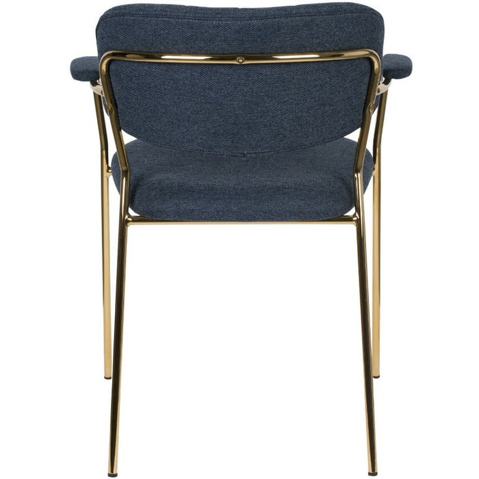 Puur - Viken armstoel stof donkerblauw - goud onderstel