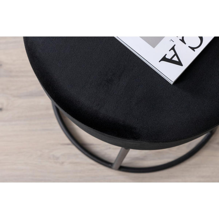 Svea - Nox poef - velvet - zwart