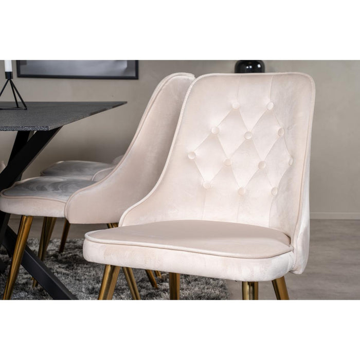 Svea - Zelano eetkamerstoel - gouden poot - velvet - beige