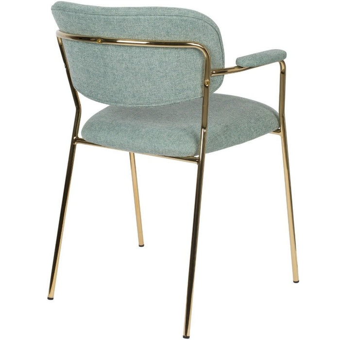 Puur - Viken armstoel stof lichtgroen - goud onderstel