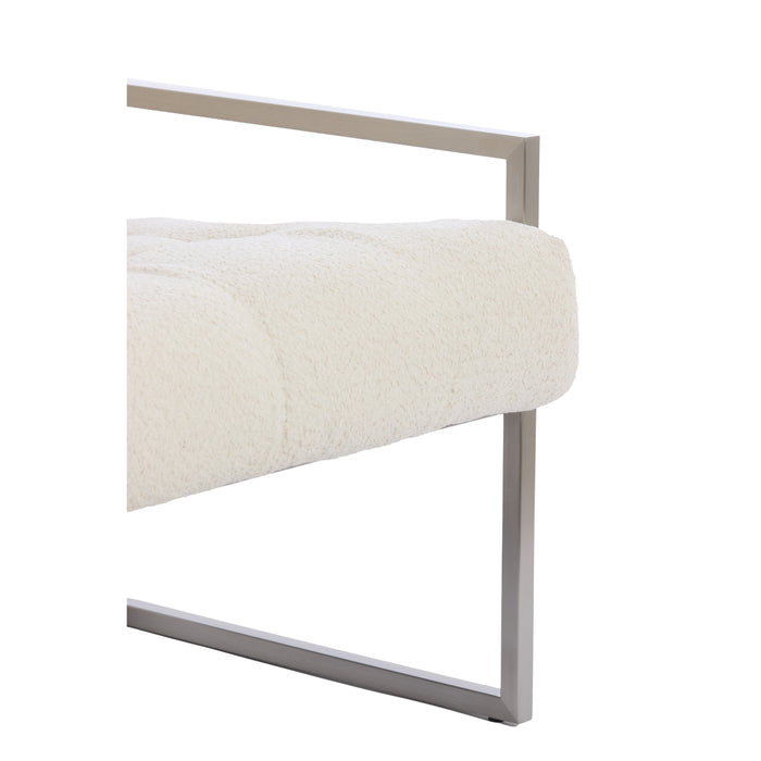 Light&living Stoel 81x71x70 cm GENEVE bouclé crème+nikkel