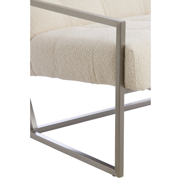 Light&living Stoel 81x71x70 cm GENEVE bouclé crème+nikkel