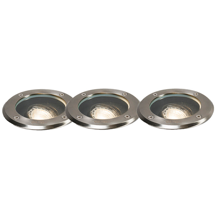 QAZQA Set van 3 buiten grondspots staal verstelbaar IP65 - Delux