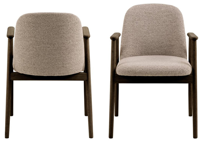 Giga Living - Eetkamerstoel - Beige - Stof - Zithoogte 49cm - Leonie - Set van 2