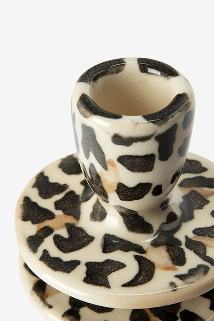 Sissy-Boy Lichtbruine ruffle kandelaar met leopard print large