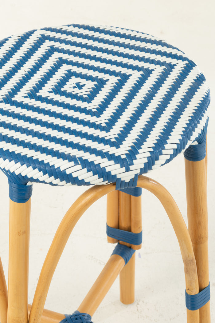 J-Line barkruk Live - rotan|kunststof - naturel|blauw